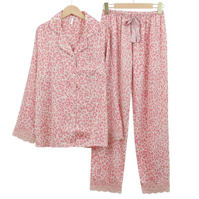 Pyjama Femme Long Pantalon + Chemise à Manches Longues Jaguar en Coton | CozyCloud