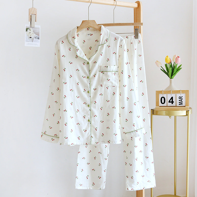 Pyjama Femme Long Pantalon + Chemise à Manches Longues Cer en 100% Coton | CozyCloud