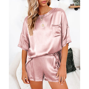 Pyjama Femme Court Shorts + Chemise à Manches Courtes Rose Royal en 100% Coton | CozyCloud