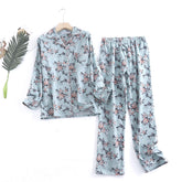 Pyjama Femme Long Pantalon + Chemise à Manches Longues FleuRose en 100% Coton | CozyCloud