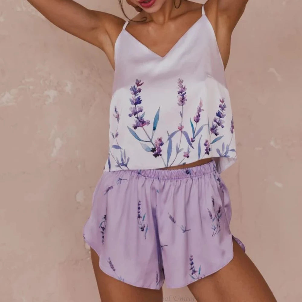 Pyjama Femme Court Shorts + Crop Top DiversChaleur en Coton | CozyCloud