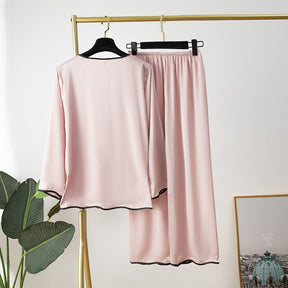 Pyjama Femme Long Pantalon + Chemise à Manches Longues Lettuce en Coton | CozyCloud