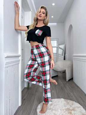 Pyjama Femme Long Pantalon + Crop Top à Manches Courtes Parisian Dream en Viscose | CozyCloud