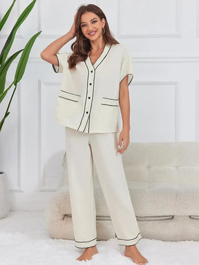 Pyjama Femme Long Pantalon + Chemise à Manches Longues Night Bliss en Coton | CozyCloud