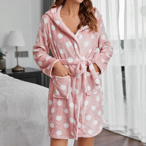 Pyjama Femme Peignoir Pois en Microfibre | CozyCloud