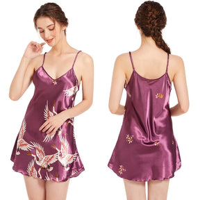 Pyjama Femme Nuisette Hérons en 100% Satin | CozyCloud