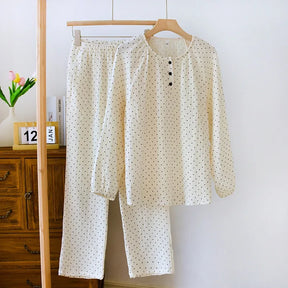 Pyjama Femme Long Pantalon + Chemise à Manches Longues Cotton Dreams en 100% Coton | CozyCloud