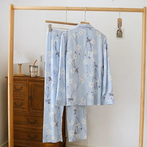 Pyjama Femme Long Pantalon + Chemise à Manches Longues Relle en 100% Viscose | CozyCloud