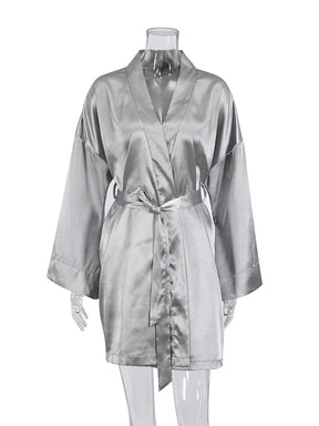 Pyjama Femme Peignoir avec Noeud Antonella en Satin | CozyCloud