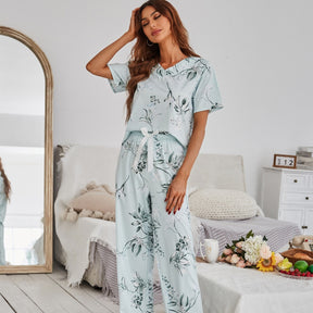 Pyjama Femme Pantalon + Chemise à Manches Courtes en Viscose | CozyCloud