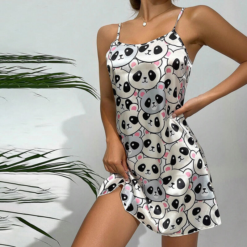 Pyjama Femme Nuisette Pandinha en Satin | CozyCloud