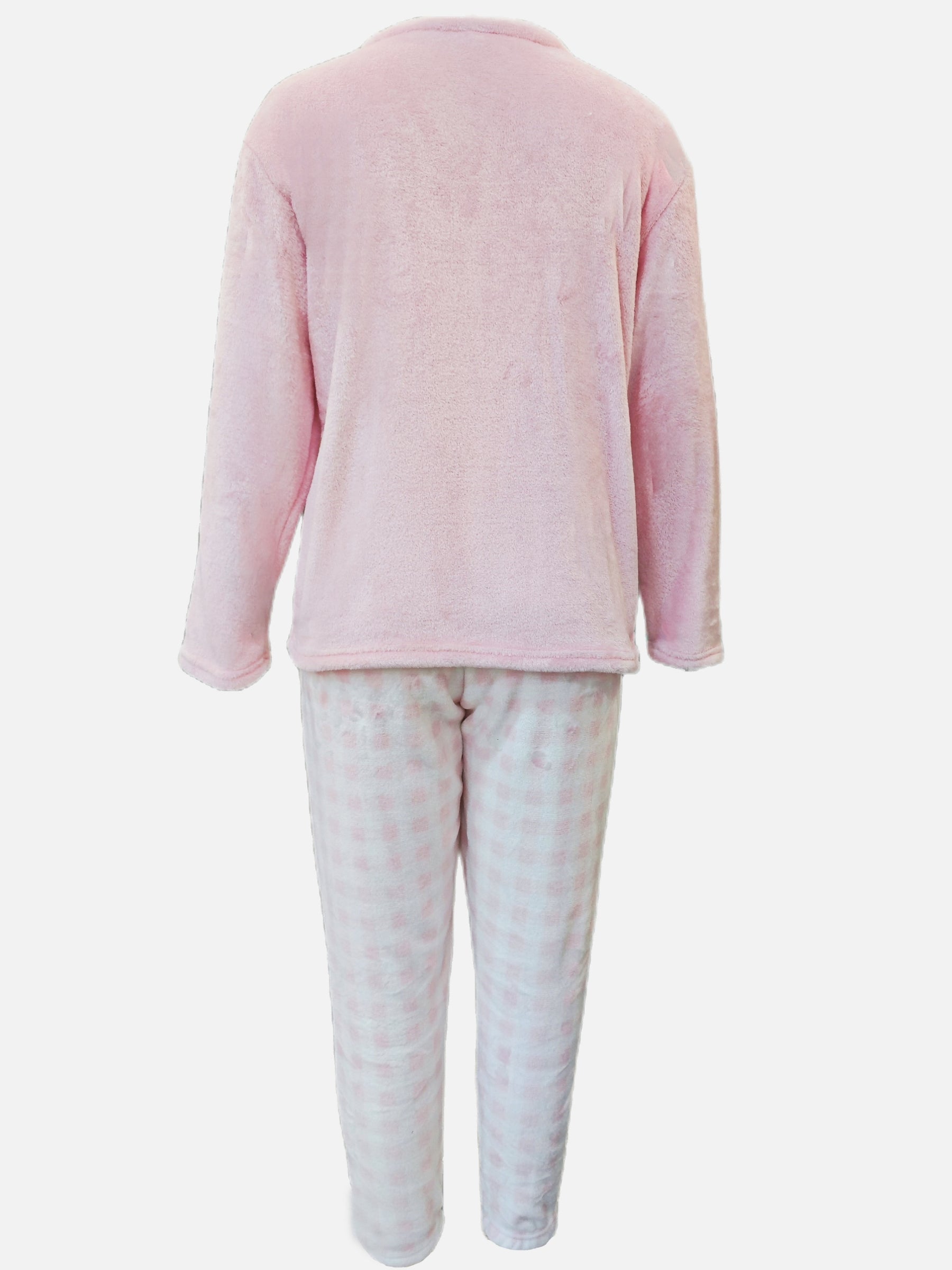 Pyjama Femme Long Pantalon + Blouse à Manches Longues en Peluche CarreauxColoré en Coton | CozyCloud