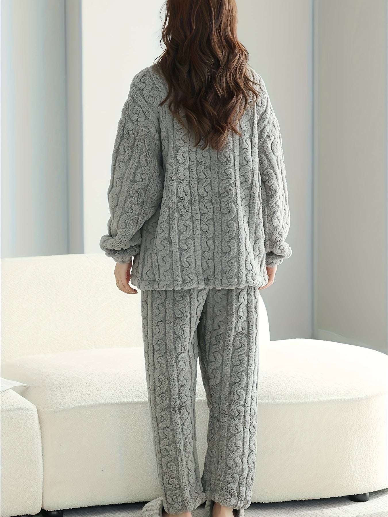 Pyjama Femme Long Pantalon + Blouse à Manches Longues Chemins Mignons en Coton | CozyCloud