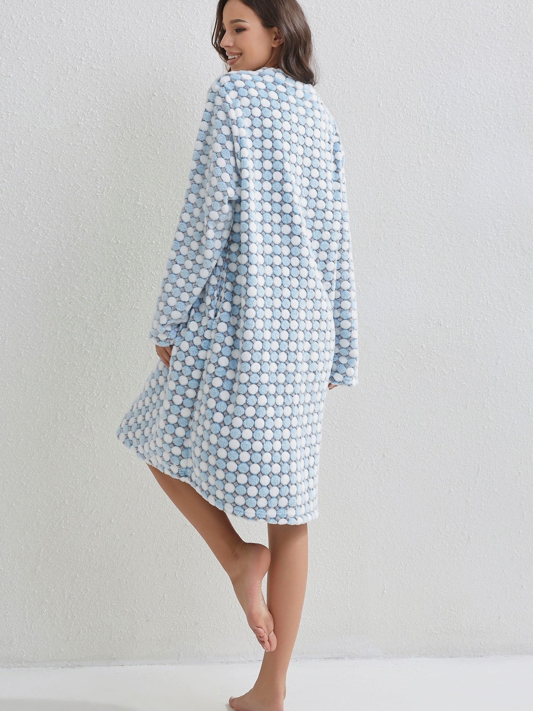 Pyjama Femme Peignoir à Manches Longues avec Fermeture Éclair en Coton | CozyCloud