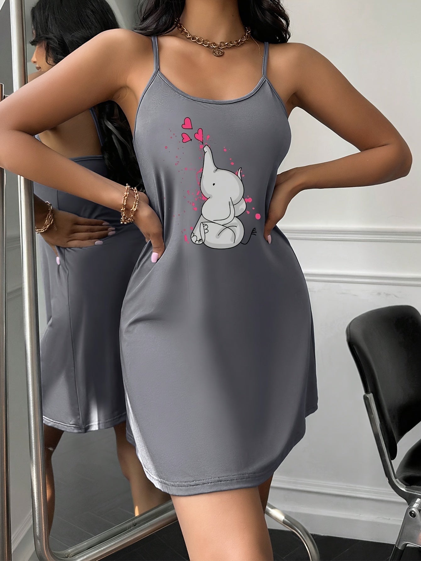 Pyjama Femme Nuisette Petit Élphant en Coton | CozyCloud