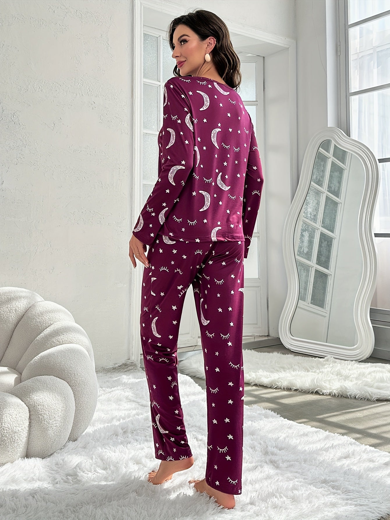 Pyjama Femme Long Pantalon + Chemise à Manches Longues Confort Rêves en Coton | CozyCloud