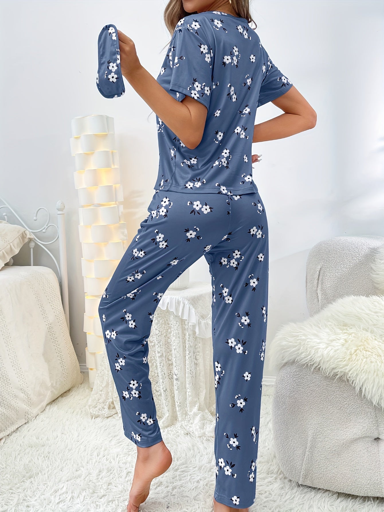 Pyjama Femme Long Pantalon + Chemise à Manches Courtes Beaux Rêves en Satin | CozyCloud