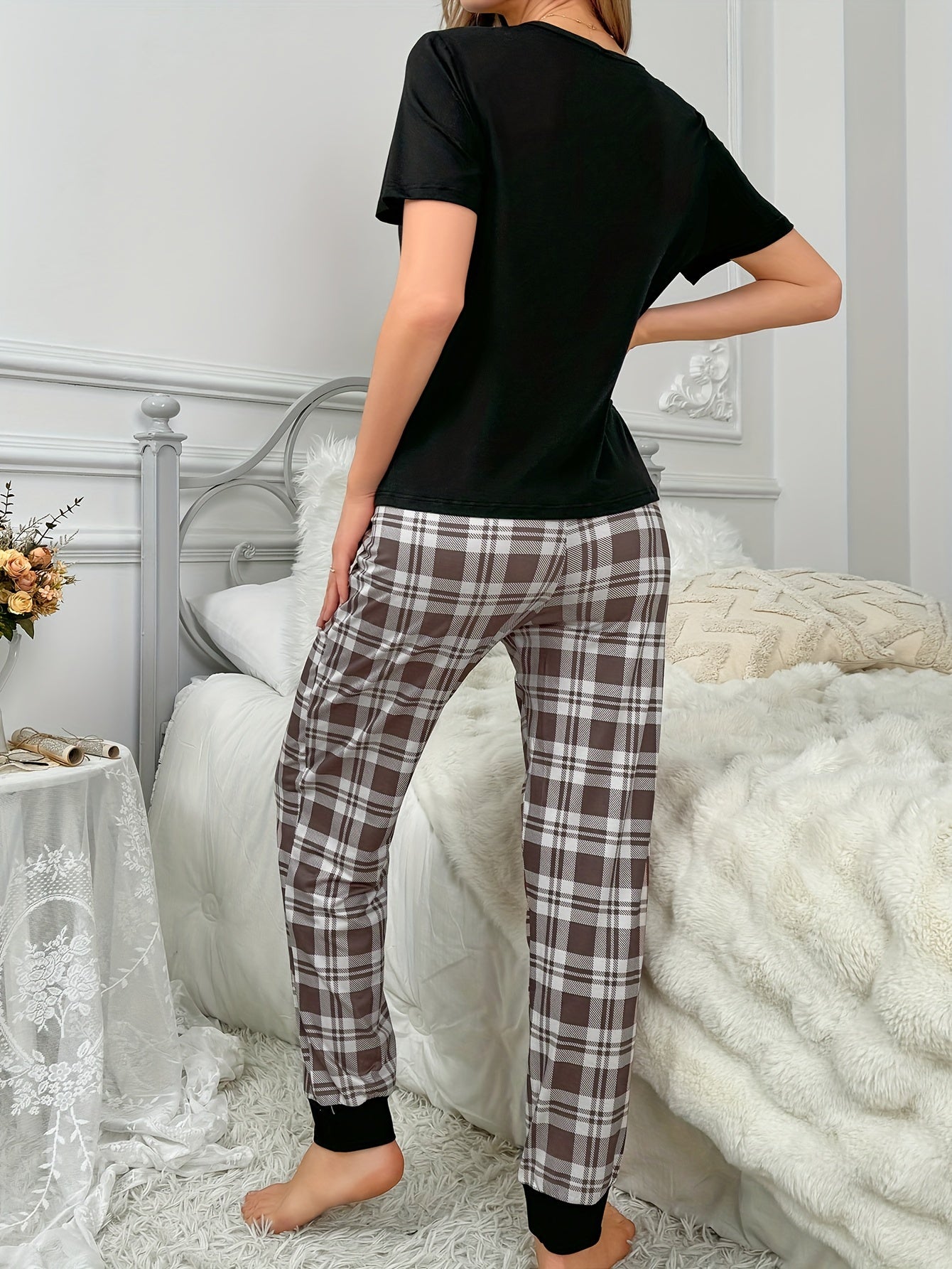 Pyjama Femme Court Pantalon + Chemise à Manches Courtes Tasse Adorable en Coton | CozyCloud