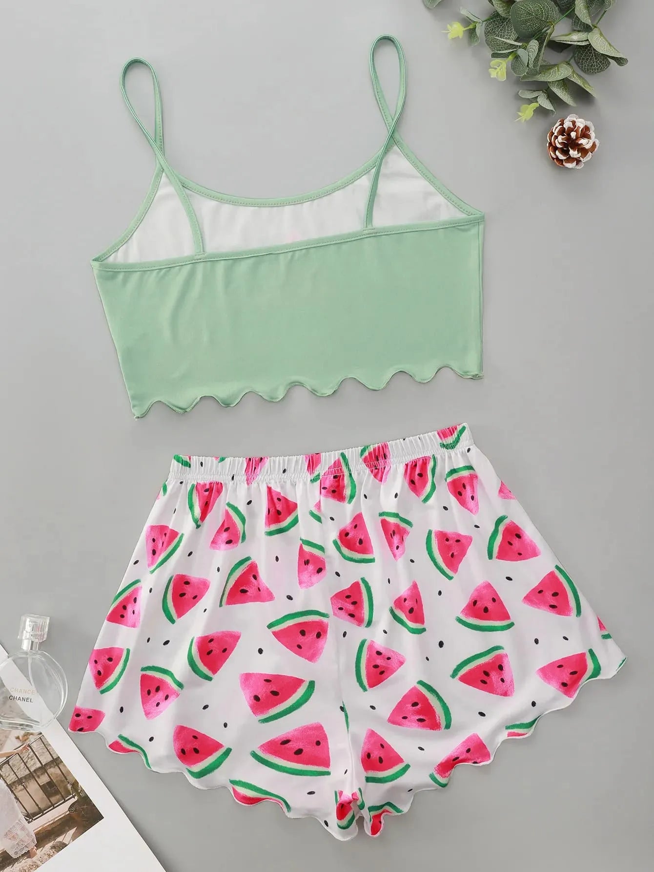 Pyjama Femme Court Shorts + Crop Top I Love Summer en Coton | CozyCloud