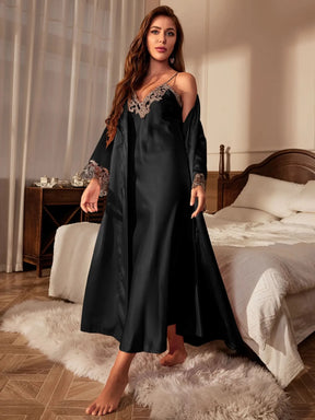 Pyjama Femme Ensemble Peignoir + Chemise de Nuit Chic en 100% Soie | CozyCloud