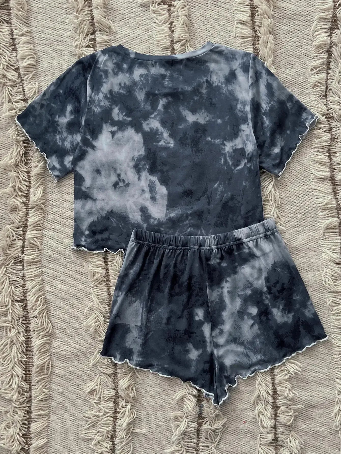 Pyjama Femme Court Shorts + Chemise à Manches Courtes TieDye en Coton | CozyCloud