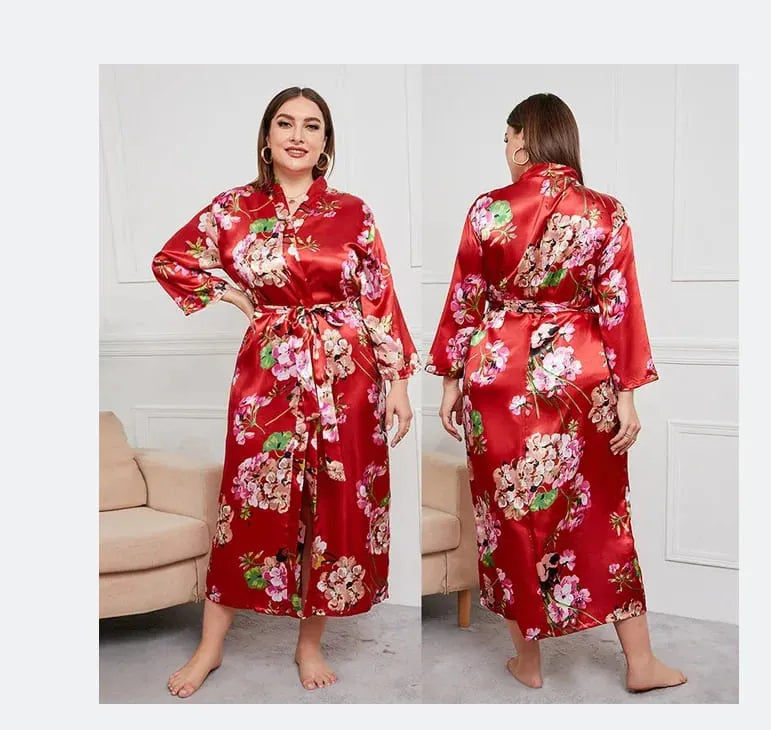 Pyjama Femme Plus Size Peignoir Décolleté en V CozyChic en Soie | CozyCloud