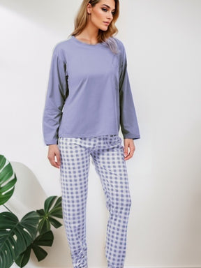 Pyjama Femme Long Pantalon + Chemise à Manches Longues Claire Classe en Coton | CozyCloud