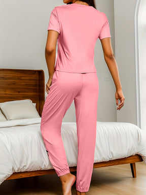 Pyjama Femme Long Pantalon + Chemise à Manches Courtes Bons Moments en Coton | CozyCloud