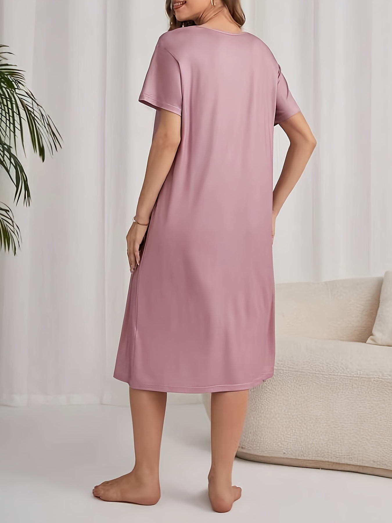 Pyjama Femme Chemise de Nuit à Manches Courtes Battement CoupeAmple en Coton | CozyCloud