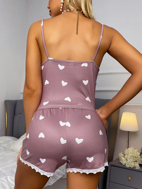 Pyjama Femme Court Shorts + Crop Top avec Détails Dentelle RêvesSexy en Tissu Élastique | CozyCloud