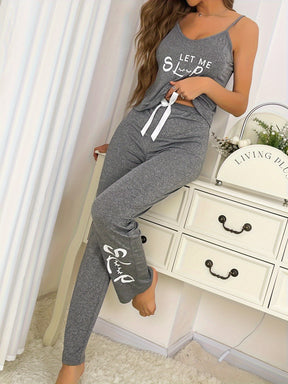 Pyjama Femme Long Pantalon + Débardeur Sleep Ajustables en Coton | CozyCloud